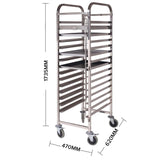 NNEAGS Trolley 15 Tier Stainless Steel Cake Bakery Trolley Suits 60*40cm Tray