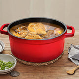 NNEAGS 2X Cast Iron 22cm Enamel Porcelain Stewpot Casserole Stew Cooking Pot With Lid Red