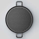 NNEAGS 2X 30cm Ribbed Cast Iron Frying Pan Skillet Coating Steak Sizzle Platter