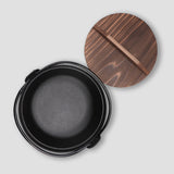 NNEAGS 2X 25cm Cast Iron Japanese Style Sukiyaki Tetsu Nabe Shabu Hot Pot with Wooden Lid