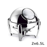 NNEAGS 6.5L Stainless Steel Round Soup Tureen Bowl Station Roll Top Buffet Chafing Dish Catering Chafer Food Warmer Server