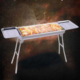 NNEAGS 2X Skewers Grill with Side Tray Portable Stainless Steel Charcoal BBQ Outdoor 6-8 Persons