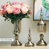 NNEAGS 3pcs Artificial Silk with 15 Heads Flower Fake Rose Bouquet Table Decor Pink