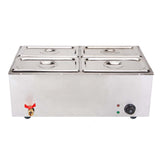 NNEAGS 2X Stainless Steel 4 X 1/2 GN Pan Electric Bain-Marie Food Warmer with Lid