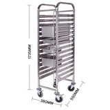 NNEAGS Trolley 16 Tier Stainless Steel Bakery Trolley Suits GN 1/1 Pans