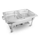 NNEAGS 2X 4.5L Dual Tray Stainless Steel Chafing Food Warmer Catering Dish