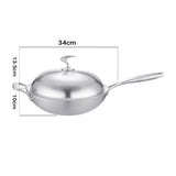 NNEAGS 2X 18/10 Stainless Steel Fry Pan 34cm Frying Pan Top Grade Skillet with Helper Handle and Lid