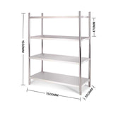 NNEAGS Stainless Steel 4 Tier Kitchen Shelving Unit Display Shelf Home Office 150CM