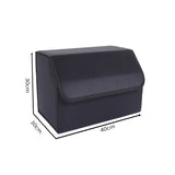 NNEAGS Leather Car Boot Collapsible Foldable Trunk Cargo Organizer Portable Storage Box Black Medium