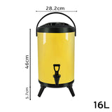 NNEAGS 2X 16L Stainless Steel Insulated Milk Tea Barrel Hot and Cold Beverage Dispenser Container with Faucet Yellow