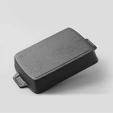 NNEAGS 2X 33cm Cast Iron Rectangle Bread Cake Baking Dish Lasagna Roasting Pan