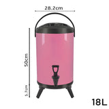 NNEAGS 8X 18L Stainless Steel Insulated Milk Tea Barrel Hot and Cold Beverage Dispenser Container with Faucet Pink
