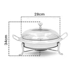 NNEAGS Stainless Steel Round Buffet Chafing Dish Cater Food Warmer Chafer with Glass Top Lid