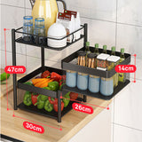 NNEAGS 2X 2 Tier Steel Square Rotating Kitchen Cart Multi-Functional Shelves Portable Storage Organizer with Wheels