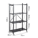 NNEAGS 4 Tier Steel Black Foldable Kitchen Cart Multi-Functional Shelves Portable Storage Organizer with Wheels