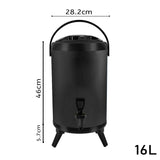 NNEAGS 2X 16L Stainless Steel Insulated Milk Tea Barrel Hot and Cold Beverage Dispenser Container with Faucet Black