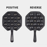 NNEAGS 18CM Cast Iron Takoyaki Fry Pan Octopus Balls Maker 12 Hole Cavities Grill Mold
