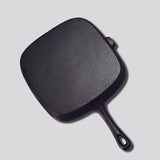 NNEAGS 23.5cm Square Ribbed Cast Iron Frying Pan Skillet Steak Sizzle Platter with Handle