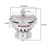 NNEAGS 2X Stainless Steel Mini Asian Buffet Hot Pot Single Person Shabu Alcohol Stove Burner with Glass Lid