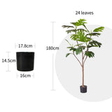 NNEAGS 2X 180cm Artificial Natural Green Split-Leaf Philodendron Tree Fake Tropical Indoor Plant Home Office Decor