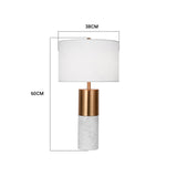 NNEAGS 2X 60cm White Marble Bedside Modern Desk Table Lamp Living Room Shade with Cylinder Base
