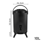 NNEAGS 10L Stainless Steel Insulated Milk Tea Barrel Hot and Cold Beverage Dispenser Container with Faucet Black