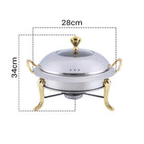 NNEAGS 2X Stainless Steel Gold Accents Round Buffet Chafing Dish Cater Food Warmer Chafer with Glass Top Lid