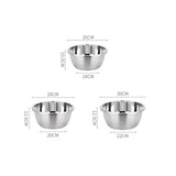 NNEAGS 3Pcs Deepen Polished Stainless Steel Stackable Baking Washing Mixing Bowls Set Food Storage Basin