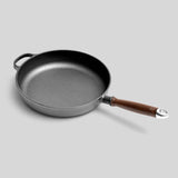 NNEAGS 29cm Round Cast Iron Frying Pan Skillet Steak Sizzle Platter with Helper Handle