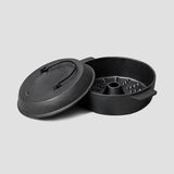 NNEAGS 2X 28cm Cast Iron Dutch Oven Pre-Seasoned Camping Stew Pot with Lid