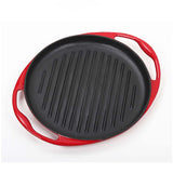 NNEAGS 2X Enamel Porcelain 26cm Cast Iron Frying Pan Skillet Non-stick Coating Steak Sizzle Platter