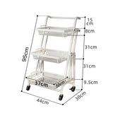 NNEAGS 2X 3 Tier Steel White Adjustable Kitchen Cart Multi-Functional Shelves Portable Storage Organizer with Wheels