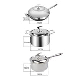 NNEAGS 6 Piece Cookware Set 18/10 Stainless Steel 3-Ply Frying Pan, Milk, and Soup Pot with Lid