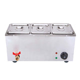 NNEAGS 2X Stainless Steel 3 X 1/2 GN Pan Electric Bain-Marie Food Warmer with Lid