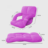 NNEAGS 2X Foldable Lounge Cushion Adjustable Floor Lazy Recliner Chair with Armrest Purple