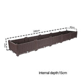NNEAGS 2X 200cm Raised Planter Box Vegetable Herb Flower Outdoor Plastic Plants Garden Bed