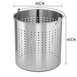 NNEAGS 50L 18/10 Stainless Steel Perforated Stockpot Basket Pasta Strainer with Handle