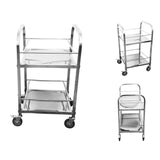 NNEAGS 2 Tier 500x500x950 Stainless Steel Square Tube Drink Wine Food Utility Cart