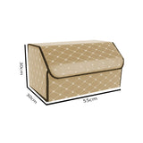 NNEAGS Leather Car Boot Collapsible Foldable Trunk Cargo Organizer Portable Storage Box Beige/Gold Stitch Large
