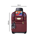 NNEAGS PVC Leather Car Back Seat Storage Bag Multi-Pocket Organizer Backseat and iPad Mini Holder Red