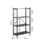 NNEAGS 2X 4 Tier Steel Black Foldable Kitchen Cart Multi-Functional Shelves Portable Storage Organizer with Wheels