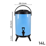 NNEAGS 14L Stainless Steel Insulated Milk Tea Barrel Hot and Cold Beverage Dispenser Container with Faucet Blue