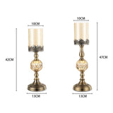 NNEAGS 2X 42cm Glass Candle Holder Candle Stand Glass/Metal