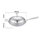 NNEAGS 2X 18/10 Stainless Steel Fry Pan 36cm Frying Pan Top Grade Skillet with Helper Handle and Lid