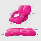 NNEAGS 4X Foldable Lounge Cushion Adjustable Floor Lazy Recliner Chair with Armrest Pink