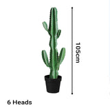NNEAGS 105cm Green Artificial Indoor Cactus Tree Fake Plant Simulation Decorative 6 Heads