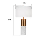 NNEAGS 4X 60cm White Marble Bedside Modern Desk Table Lamp Living Room Shade with Cylinder Base