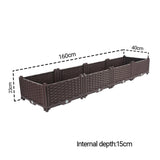 NNEAGS 160cm Raised Planter Box Vegetable Herb Flower Outdoor Plastic Plants Garden Bed