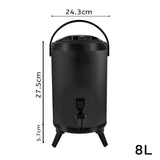 NNEAGS 8L Stainless Steel Insulated Milk Tea Barrel Hot and Cold Beverage Dispenser Container with Faucet Black