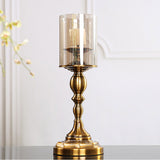 NNEAGS 42cm Gold Nordic Deluxe Candlestick Candle Holder Stand Pillar Glass /Iron
